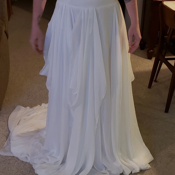 Two Piece White Lace Bohemian Boho Wedding Dress Size 4 Mint Condition - Picture 16 of 16